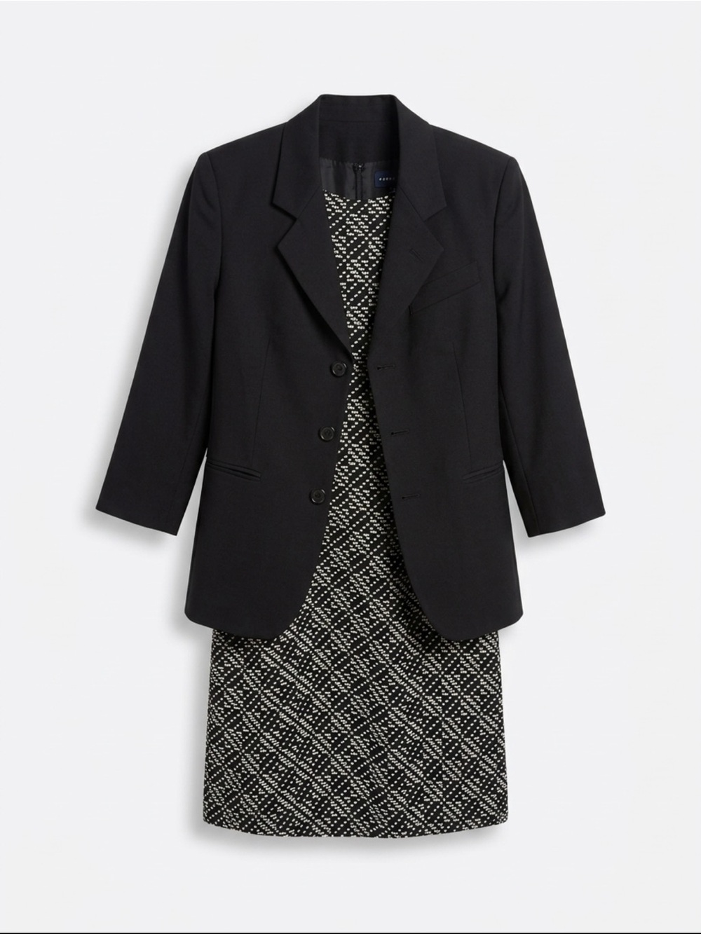 2pc Office Look Perry Ellis Black 3/4 Sleeve Blazer GAP Geometric Shift XS / S